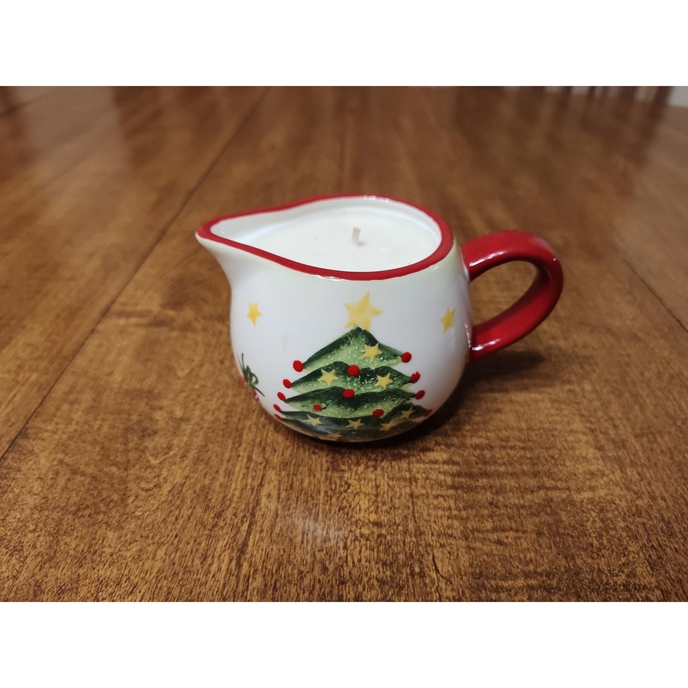 Handmade French Vanilla Christmas Tree Pitcher Candle 9 oz Holiday Decor A74